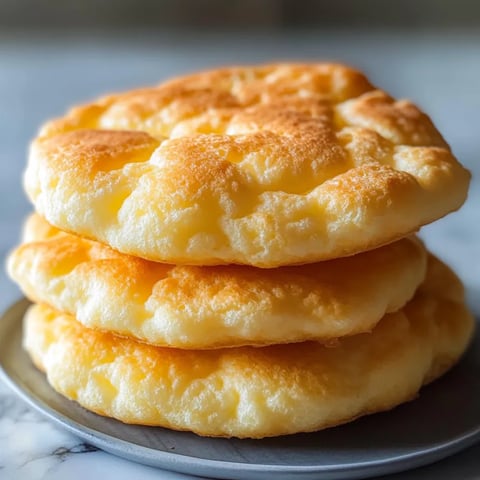 Three golden-brown, fluffy rounds stacked on each other.